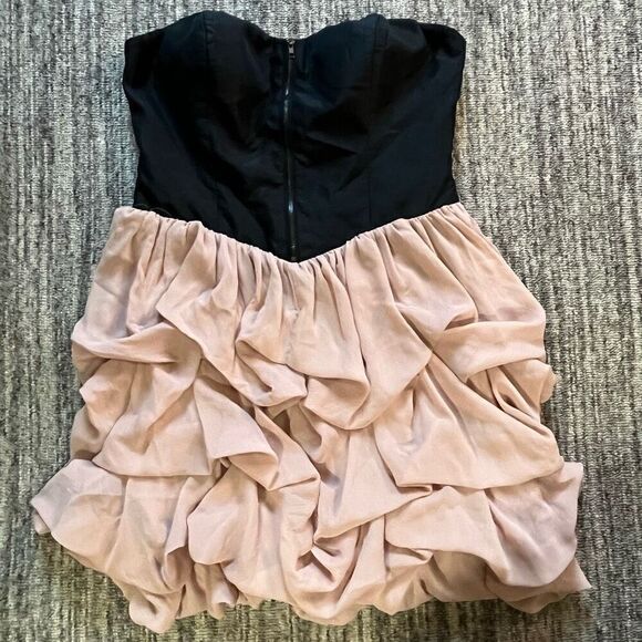 Arden B‎ Womens Size 2 Corset Ruffle Bottom Dress Black Pink Bustier Top Zips - Picture 1 of 7